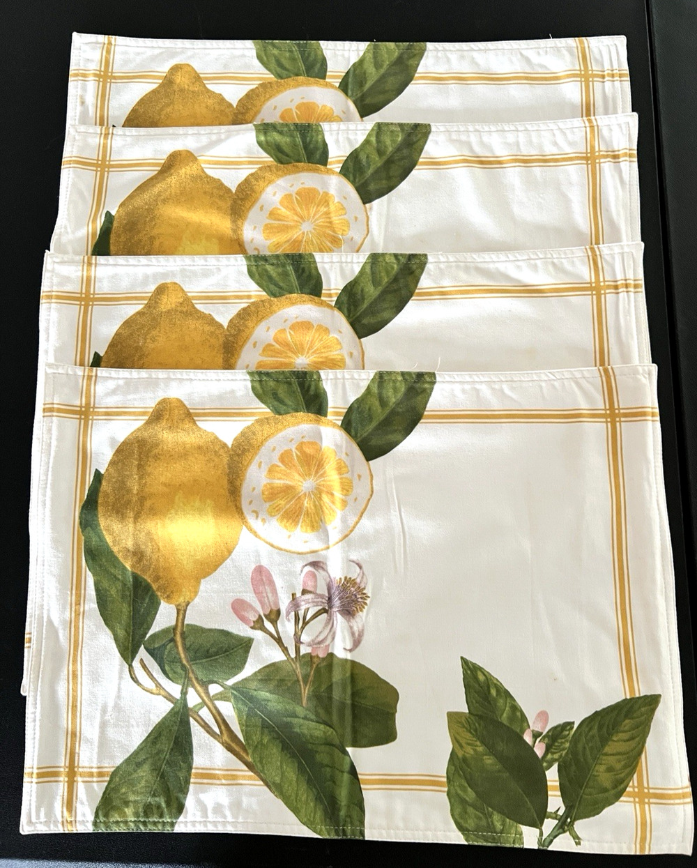 Williams Sonoma Meyer Botanical Print Lemon Placemats Set Of 4 M/I Moldova